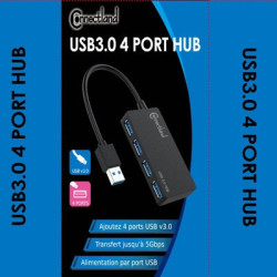 HUB USBv3 3.0 4 PORTS NOIR | ECP Grossiste informatique