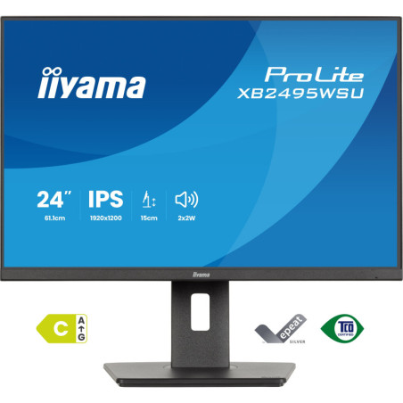 iiyama ProLite XB2495WSU-B1 écran plat de PC 61,2 cm (24.1") 1920 x 1200 pixels Full HD LCD Noir