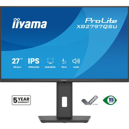 iiyama ProLite XB2797QSU-B1 écran plat de PC 68,6 cm (27") 2560 x 1440 pixels Quad HD LED Noir