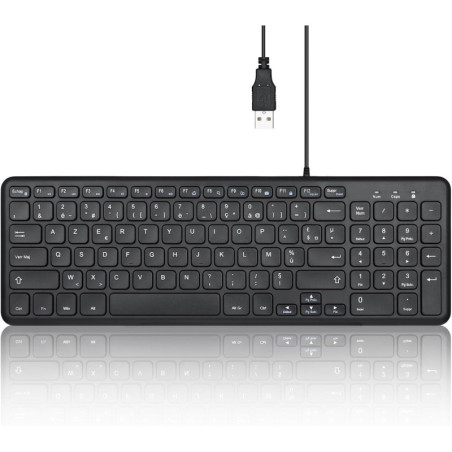 PERIBOARD-213 FR B Noir Clavier AZERTY Compact | ECP Grossiste informatique