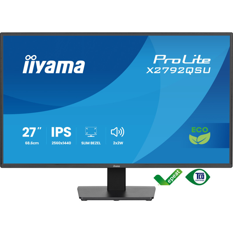 iiyama ProLite X2792QSU-B1 écran plat de PC 68,6 cm (27") 2560 x 1440 pixels Quad HD LED Noir