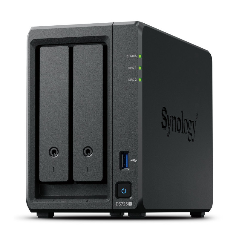 Synology DiskStation DS725+ serveur de stockage NAS Ryzen Embedded R1600 4 Go DDR4 0 To Noir