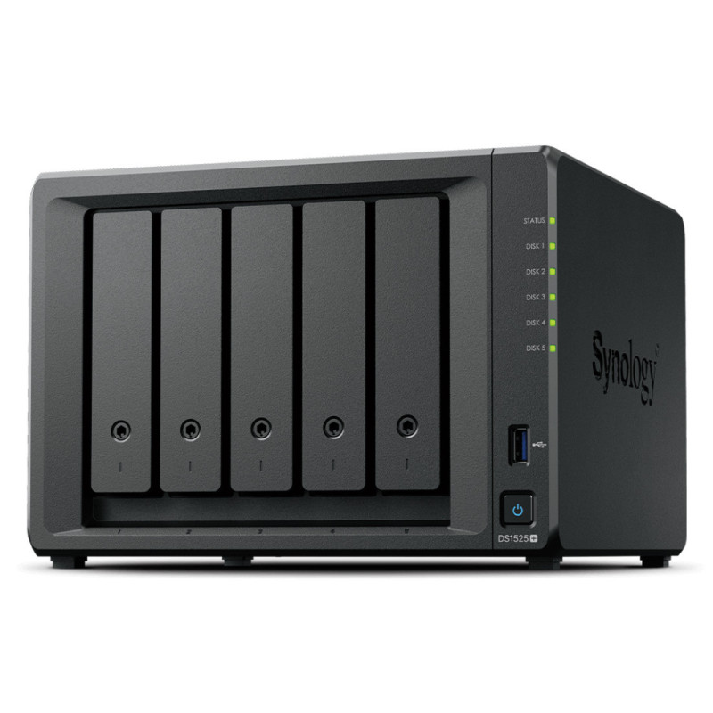 Synology DiskStation DS1525+ serveur de stockage NAS Ryzen Embedded V1500B 8 Go DDR4 0 To Noir