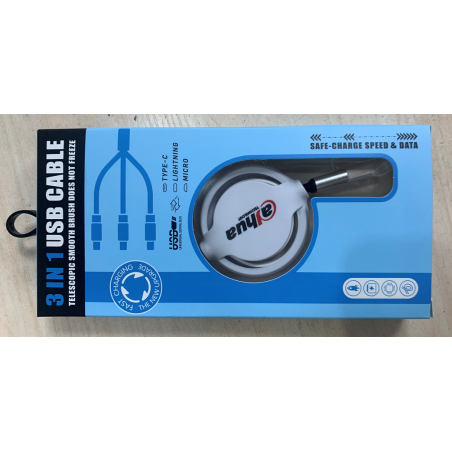 Dahua - Cable Retractable 3in1: TypeC / Lightning / Micro | ECP Grossiste informatique