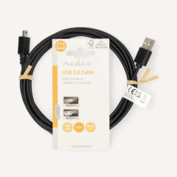 Nedis CCGL60301BK20 câble USB USB 2.0 2 m USB A Surface connect 5-pin Noir