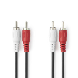 Nedis CAGL24200BK100 câble audio 10 m 2 x RCA Rouge, Blanc
