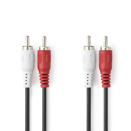 Nedis CAGL24200BK100 câble audio 10 m 2 x RCA Rouge, Blanc