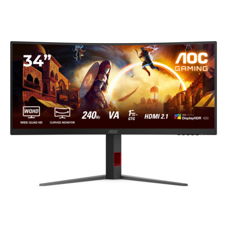 AOC G4 CU34G4Z écran plat de PC 86,4 cm (34") 3440 x 1440 pixels Wide Quad HD LED Noir, Rouge