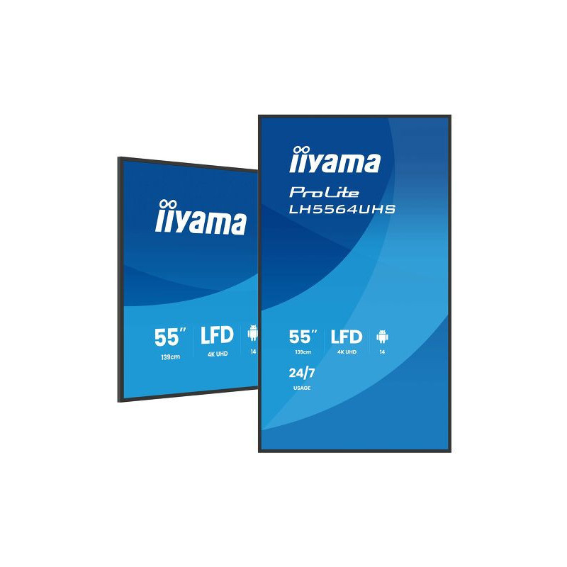 iiyama LH5564UHS-B1AG Écran d'affichage dynamique Écran plat de signalisation numérique 139,7 cm (55") Wifi 500 cd m² 4K Ultra