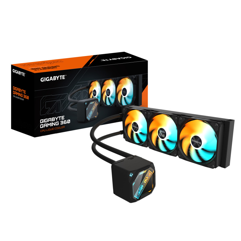 GIGABYTE GAMING 360 Refroidisseur Liquide pour CPU - 3x120 mm Ventilateurs ARGB, Mécanisme d'emboîtement coulissant,