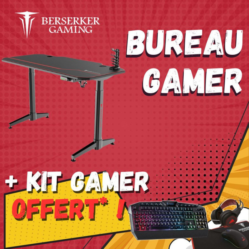 Bureau Gamer + pack CLavier+Souris+TAPIS+CASQUE RGB offert | ECP Grossiste informatique