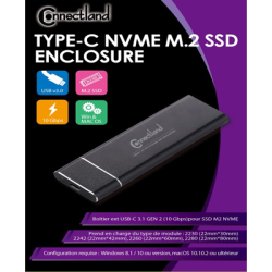 Connectland BOITIER USB3.1 NVMe PCIe M2 SSD Type C | ECP Grossiste informatique