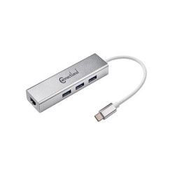 ADAPT. USB TYPE C MALE TO RJ45 10/100/1000 Mbps + HUB Alluminium | ECP Grossiste informatique