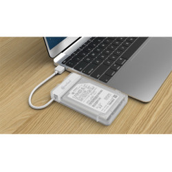 Connectland BE-USB3.1-G2-28-WH Boîtier de disques de stockage Boîtier disque dur SSD Transparent, Blanc 2.5"