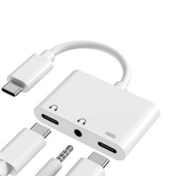 Adaptateur USB-C (M) vers JACK+2-TYPE-C | ECP Grossiste informatique