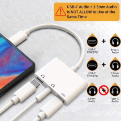 Adaptateur USB-C (M) vers JACK+2-TYPE-C | ECP Grossiste informatique