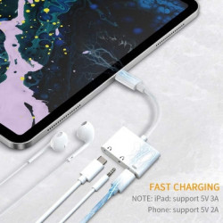 Adaptateur USB-C (M) vers JACK+2-TYPE-C | ECP Grossiste informatique