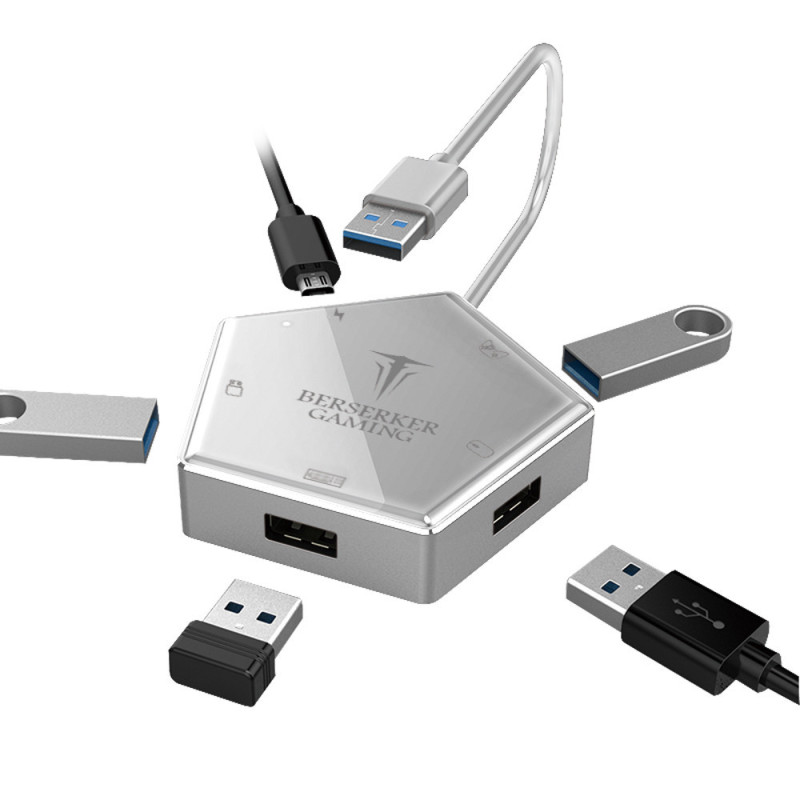 Convertisseur 4 ports usb 3.0 pour N-Switch-PS5/4/3 / Xbox-one Hermod silver | ECP Grossiste informatique