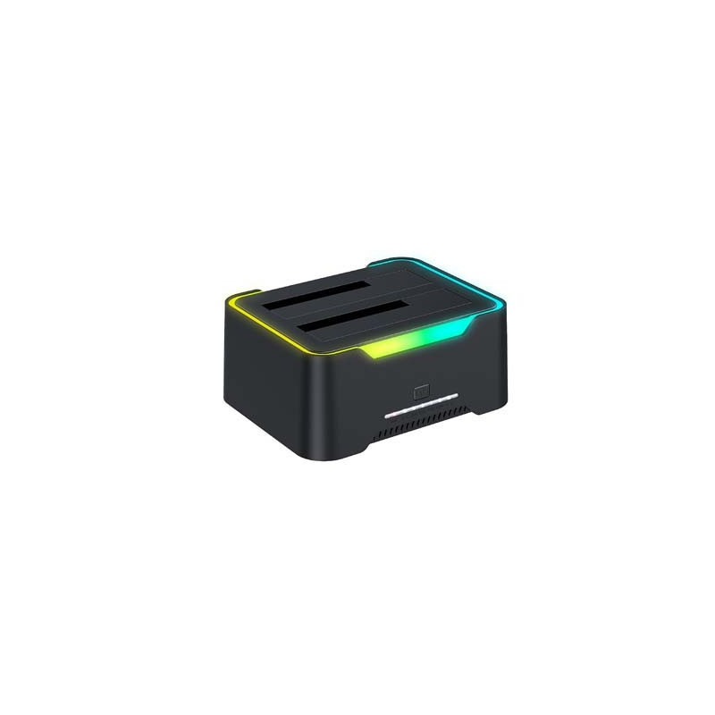 STATION 2xHDD SATA SORTIES USB V3 BLACK STATION 2xHDD ABS ILLUMINATED | ECP Grossiste informatique