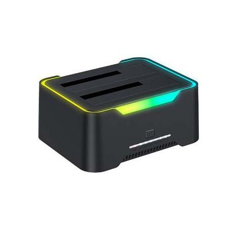 STATION 2xHDD SATA SORTIES USB V3 BLACK STATION 2xHDD ABS ILLUMINATED | ECP Grossiste informatique