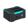 STATION 2xHDD SATA SORTIES USB V3 BLACK STATION 2xHDD ABS ILLUMINATED | ECP Grossiste informatique