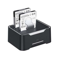 STATION 2xHDD SATA SORTIES USB V3 BLACK STATION 2xHDD ABS ILLUMINATED | ECP Grossiste informatique
