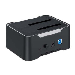 STATION 2xHDD SATA SORTIES USB V3 BLACK STATION 2xHDD ABS ILLUMINATED | ECP Grossiste informatique
