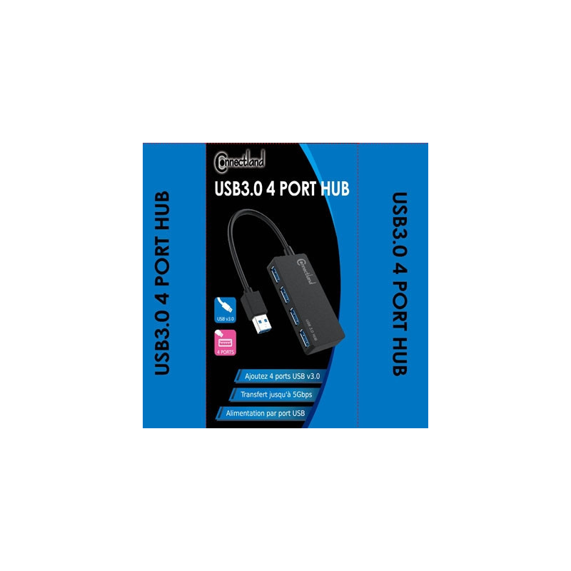 HUB USBv3 3.0 4 PORTS NOIR | ECP Grossiste informatique