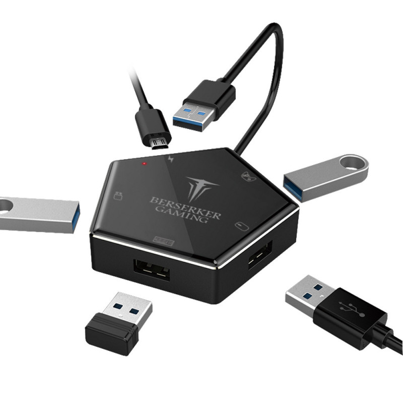 Convertisseur 4 ports usb 3.0 pour N-Switch-PS5/4/3 / Xbox-one Hermod noir | ECP Grossiste informatique