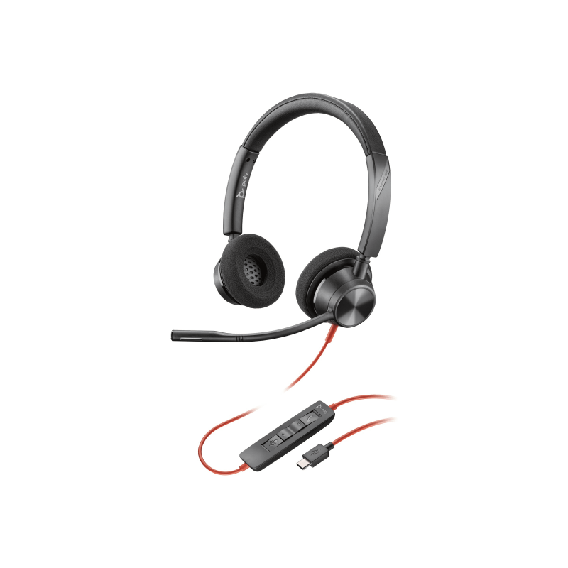 HP Poly Micro-casque Poly Blackwire 3320 stéréo USB-C + adaptateur