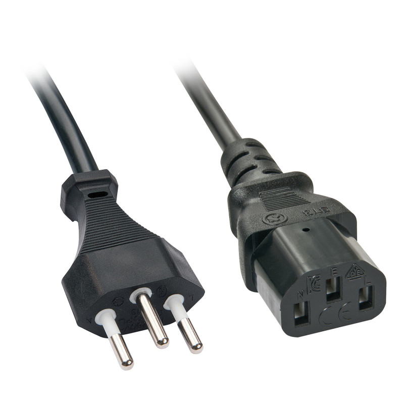 LINDY 2m Swiss IEC-Mains lead
