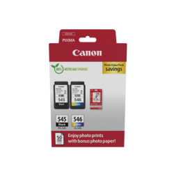 CANCO045189 Pack Cartouches PG-545+CL-546 noir et couleurs + papier photo PVB