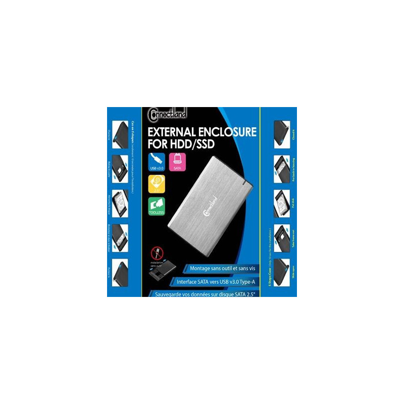 1908126 Boîtier externe 2.5p SATA USB 3.0 Alu sans vis Silver | ECP Grossiste informatique