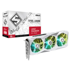 ASRCV042884 ASROCK AMD RX 7600 STEEL LEGEND 8GB OC - 8Go GDDR6 - 2725MHz - BLANC