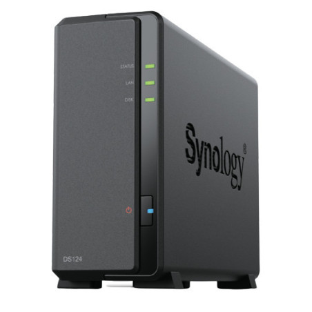 SYNBT042476 DS124 Boîtier NAS pour 1 DD 3.5p 2.5p 1.7GHz QuadlCore 1Go