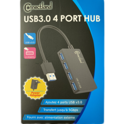 Hub USB3 4 ports + alim | ECP Grossiste informatique