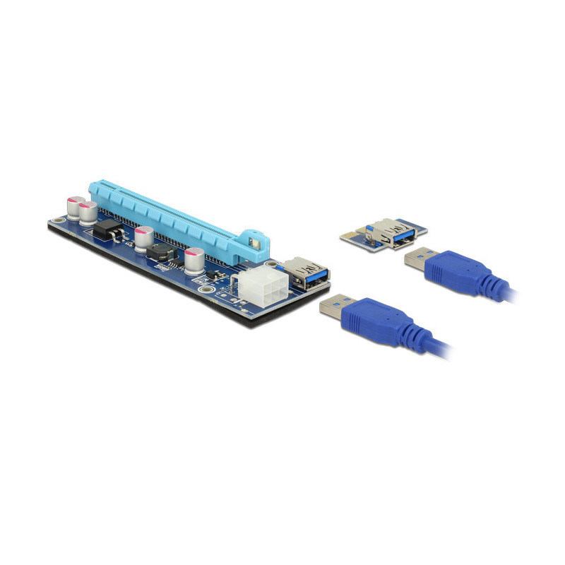 NONCT038820 DELOCK RISER CART PCIEx1 VERS PCIE X16 - PCIE 6-PIN - USB3.0