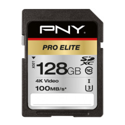 PNYMF037591 PNY PRO ELITE SDXC Carte SD 128Go - CLASSE 10 - 100GB S - UHS-I U3 - 4K