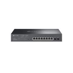 TPLSW037252 TP-LINK Switch Smart Manageable 8 ports 10 100 1000 Mbps PoE+ (Budget 150 W) + 2 emplacements SFP 1 Gigabit