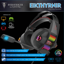 0915172 CASQUE 40mm GAMING EIKTHYRNIR-CHROMA-RGB Jack/USB(LED) | ECP Grossiste informatique