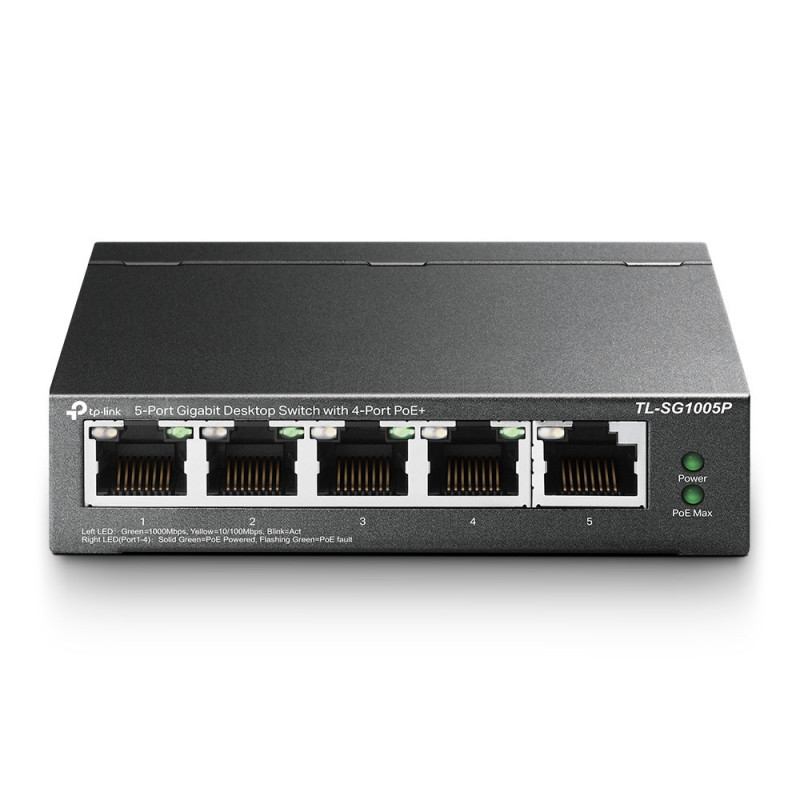 TPLSW032310 TP-LINK Switch 5 ports 10 100 1000 Mbps dont 4 PoE (Budget 56 W)