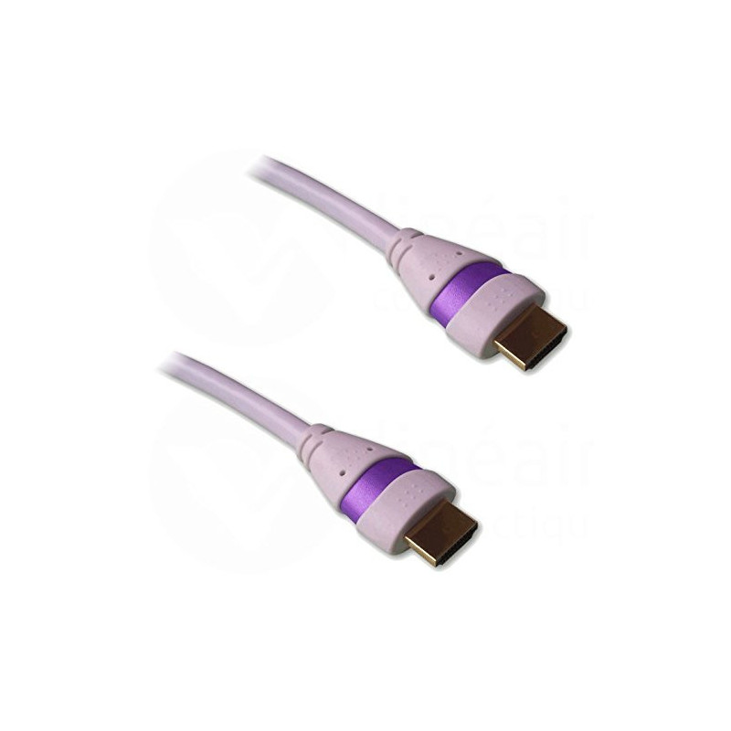 NONVI018572 Cordon HDMI 2.0 Ethernet 1.5m A-A M-M Blanc Mauve