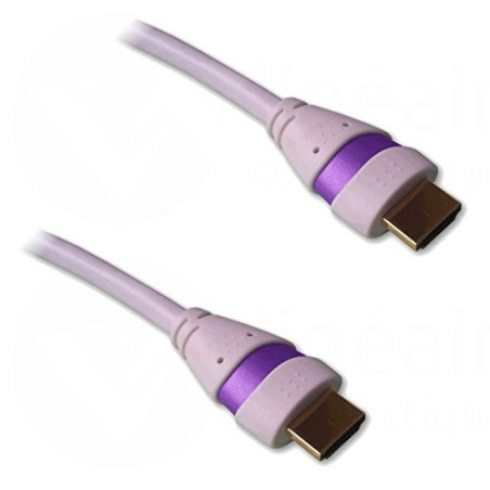 NONVI018572 Cordon HDMI 2.0 Ethernet 1.5m A-A M-M Blanc Mauve