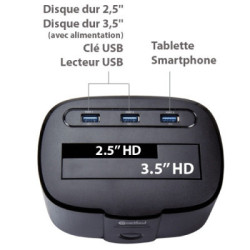 Docking 1xHDD 2.5/3.5p Sata avec hub USB3 | ECP Grossiste informatique