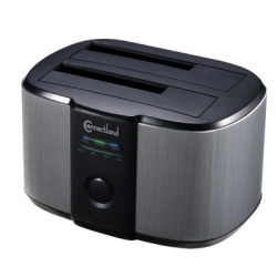 6001008 Docking pour 2xHDD 2.5/3.5p Sata USB3 Gris | ECP Grossiste informatique