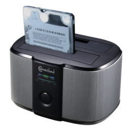 6001008 Docking pour 2xHDD 2.5/3.5p Sata USB3 Gris | ECP Grossiste informatique