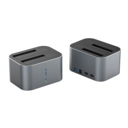 Docking pour 2xHDD 2.5/3.5p Sata USB3 Silver | ECP Grossiste informatique