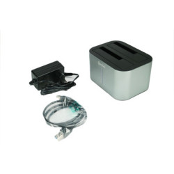 Docking pour 2xHDD 2.5/3.5p Sata USB3 Silver | ECP Grossiste informatique