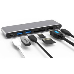 0301682 - Adaptateur de type C avec 2x Hub USB V3.0 +HDMI+ lecteur multicartes | ECP Grossiste informatique