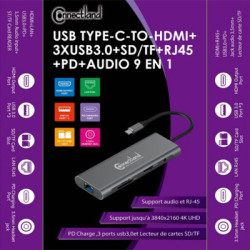 0301658 - ADAPTAEUR USB TYPE C VERS HDMI ,RJ45 ,SD,TF,AUDIO, PD ,USB-A/F 3.0.x 3 | ECP Grossiste informatique